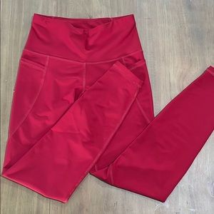 Red workout leggings